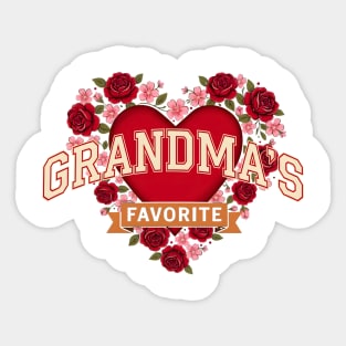 Grandma's Favorite Floral Heart Sticker
